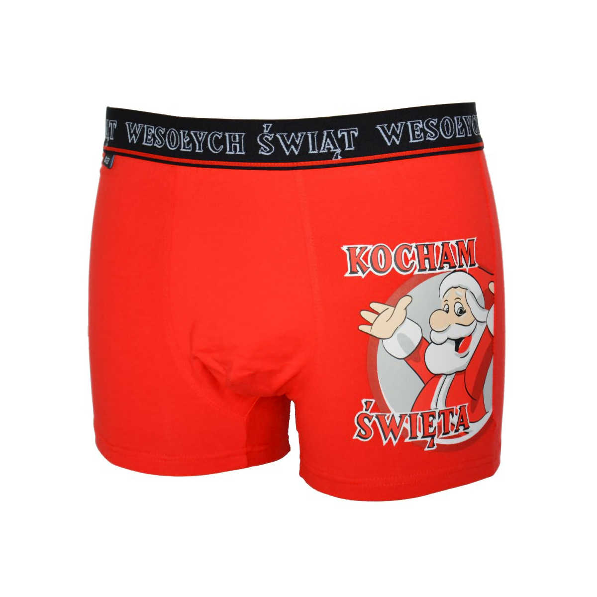 Bokserki męskie świąteczne z mikołajem